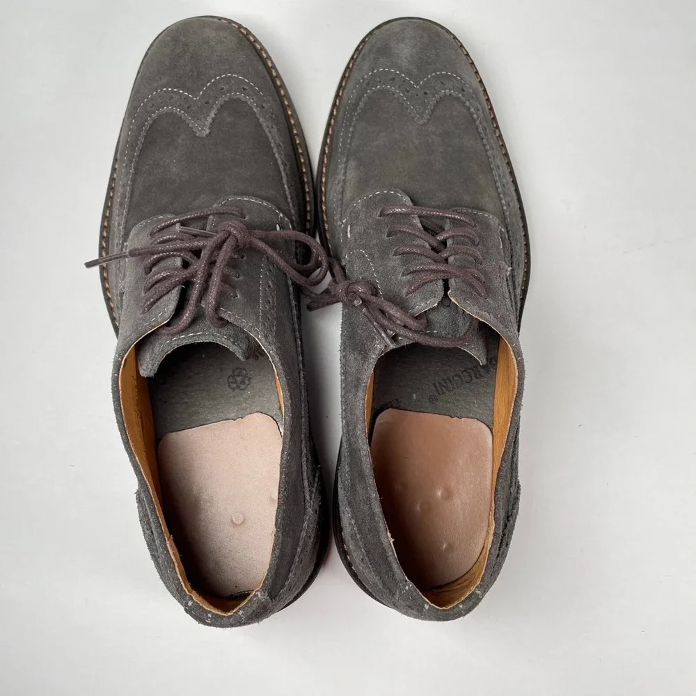Vionic Bruno Oxford Shoes Mens Size 8.5 Gray Suede Wingtip Lace Up Casual Dress